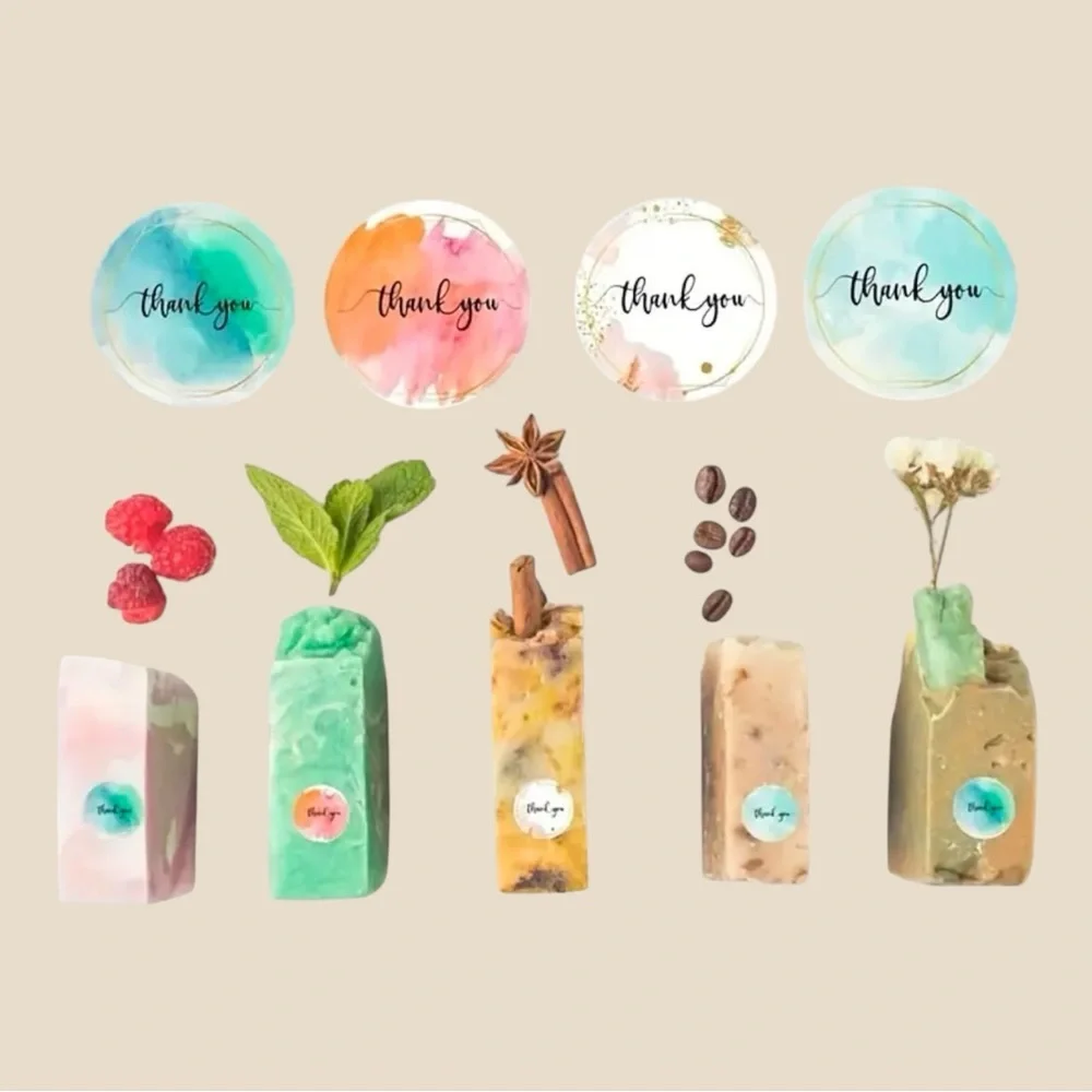 500 Assorted Round Watercolor 1” Thank You Stickers NEW - Picture 5 of 14